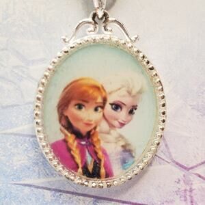 Disney Frozen Anna & Elsa Silver Plated Necklace New